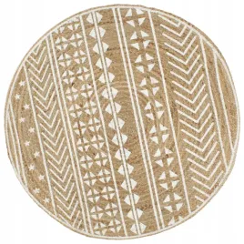 recznie-wykonany-dywanik-juta-bialy-nadruk-150-cm