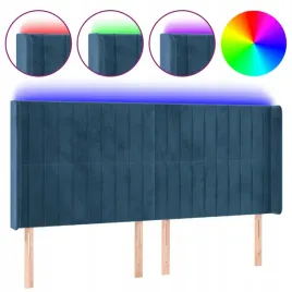 zaglowek-do-lozka-z-led-ciemnoniebieski-163x16x118-128-cm