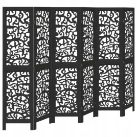 parawan-pokojowy-6-panelowy-czarny-lite-drewno