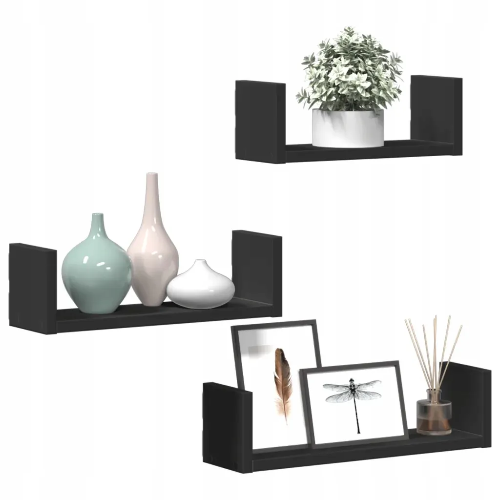 polki-scienne-3-szt-czarne-material-drewno-stan-nowy