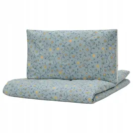 ikea-guldvavare-poszwa-do-lozeczka-niebieski-bialy-kwiaty-110x125-35x55-cm