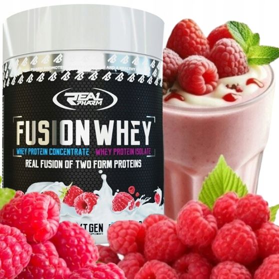 Zdjęcia - Pozostałe suplementy sportowe Real Pharm ﻿BIAŁKO odżywka białkowa WPI/WPC  Fusion Whey 600g MALINA 