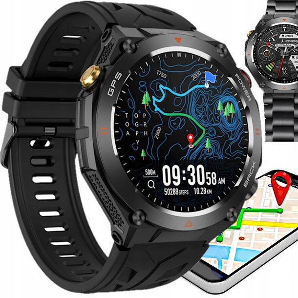 ﻿Smartwatch Męski GPIS Menu PL Smart watch Sport Rozmowy Kompas Barometr