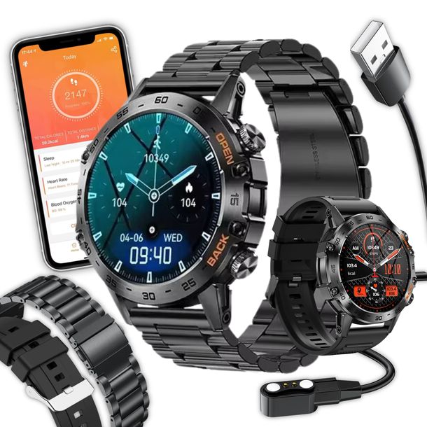 ﻿ZEGAREK SMARTWATCH MĘSKI 360x360 ROZMOWY MENU PL WODOODPORNY + GRATISY