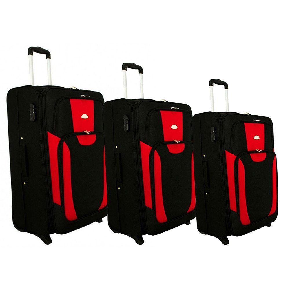 Zestaw 3 walizek PELLUCCI RGL 1003 Czarno Czerwone