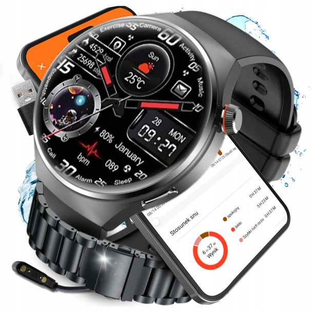 ﻿SMARTWATCH ZEGAREK MĘSKI ROZMOWY POLSKIE MENU SPORT PULS SMART WATCH