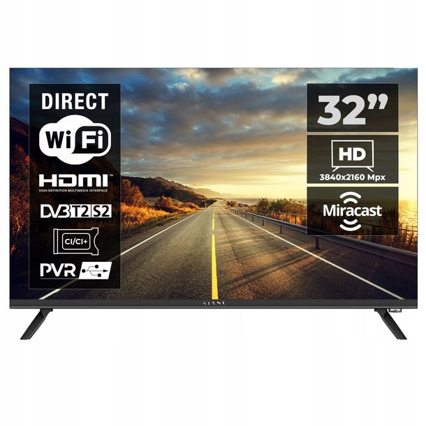 Telewizor bezramkowy LED direct Kiano KE32 Smart TV HD Ready czarny