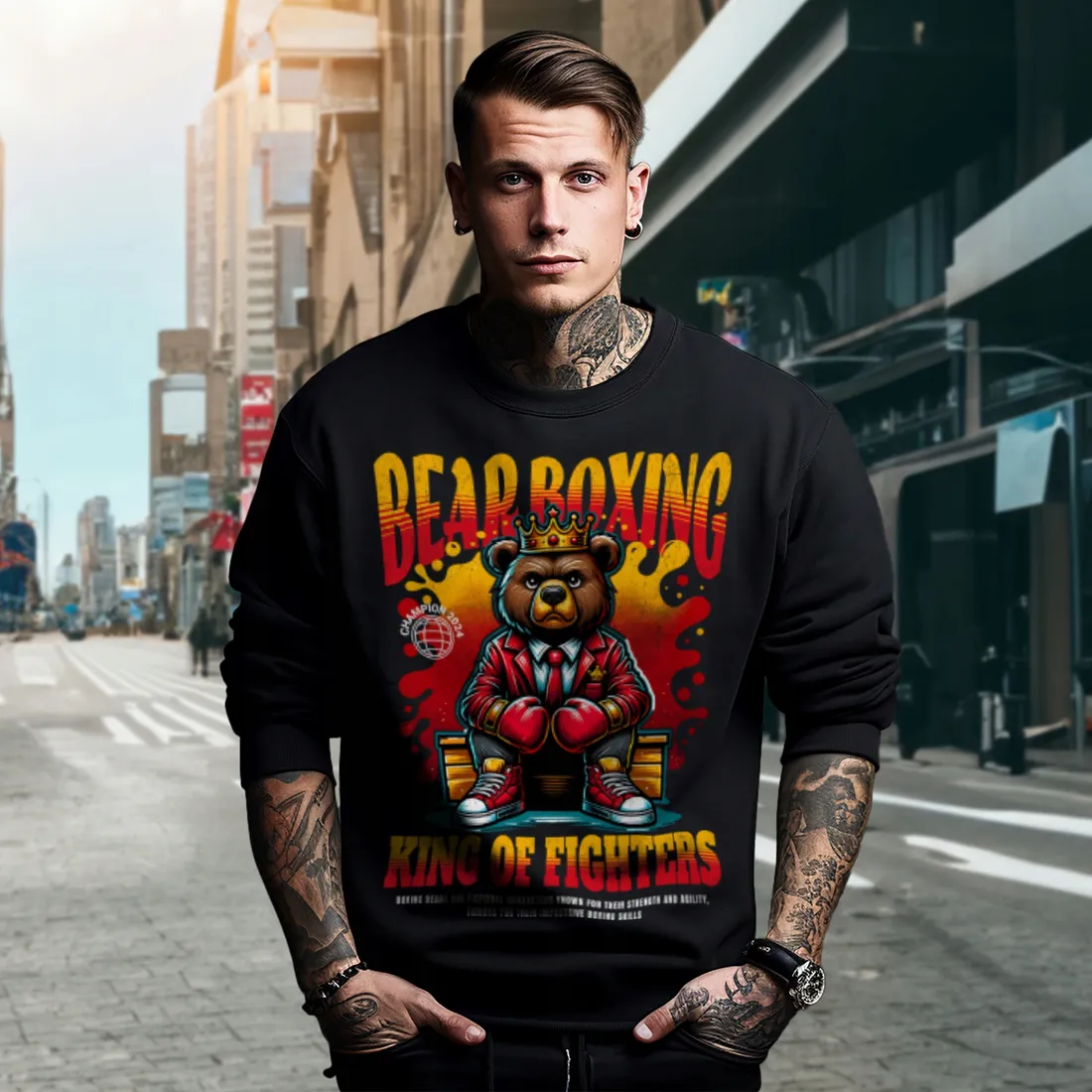 bluza-czarna-meska-nadruk-bear-boxing