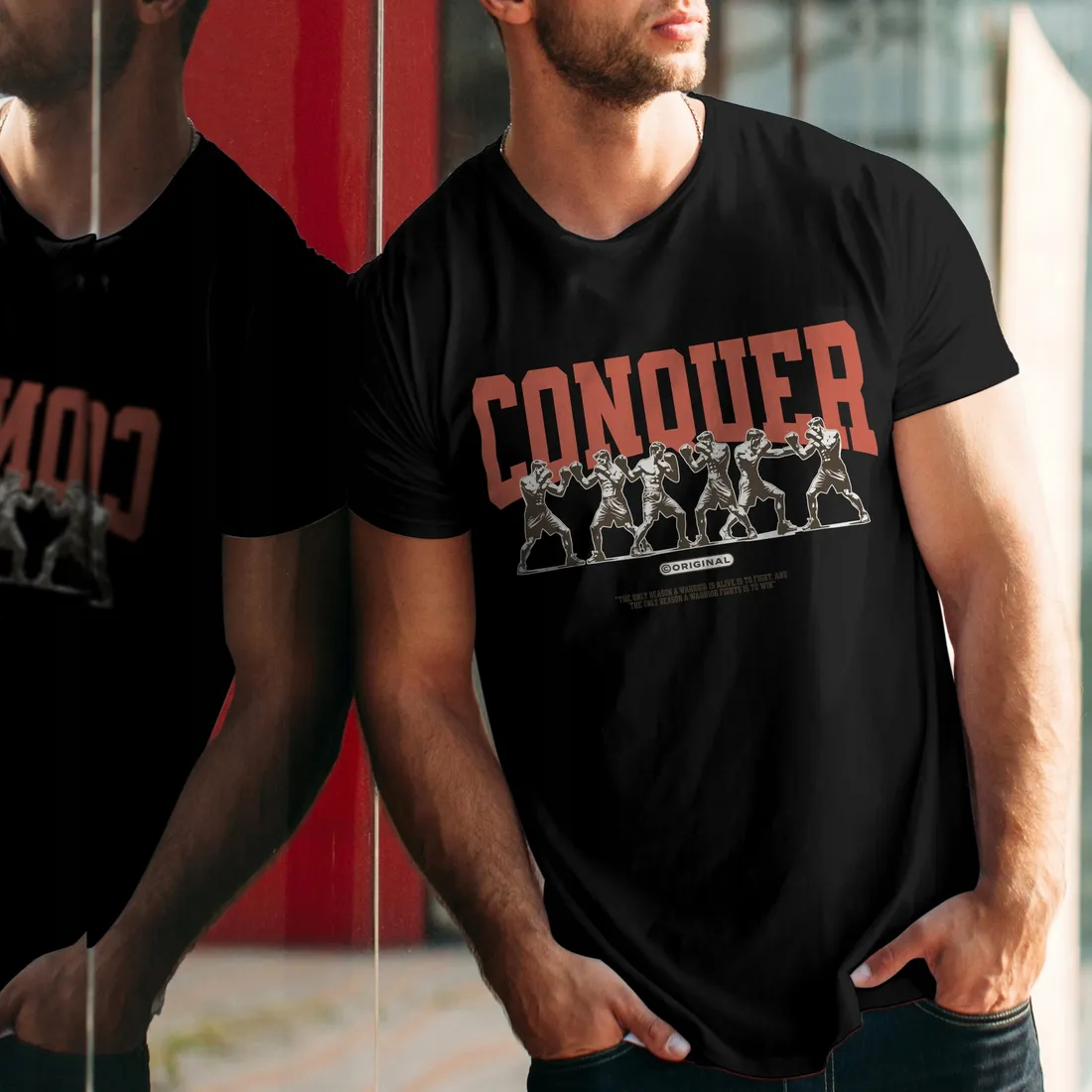 bluza-czarna-meska-nadruk-conquer-boxing-stan-nowy