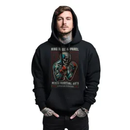 bluza-czarna-meska-z-kapturem-nadruk-boks-fighter-skeleton