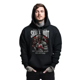 bluza-czarna-meska-z-kapturem-nadruk-boks-hit-harder-keep-believing