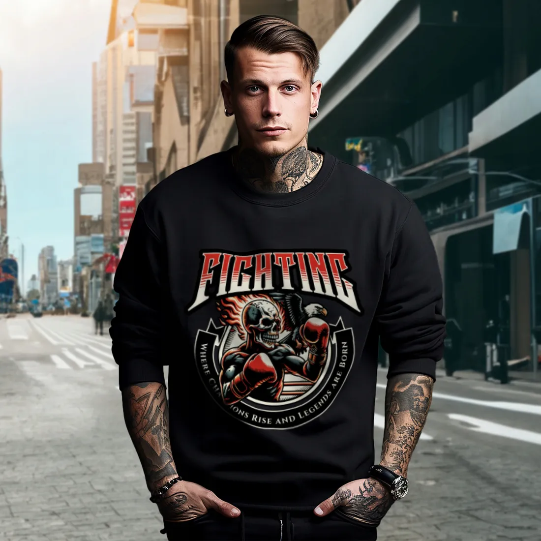 bluza-czarna-meska-nadruk-fighting-stan-nowy