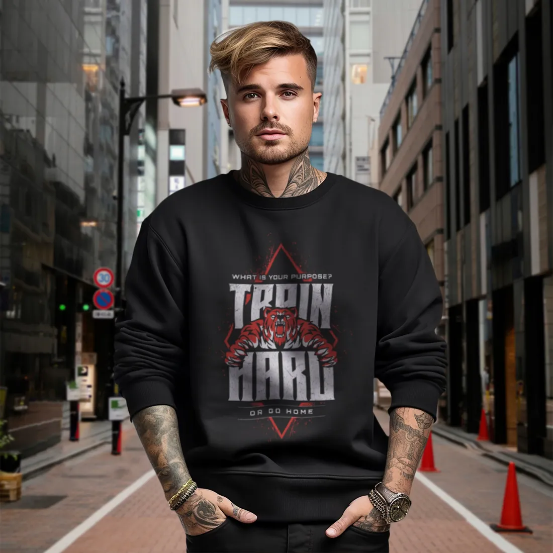bluza-czarna-meska-nadruk-train-hard-stan-nowy