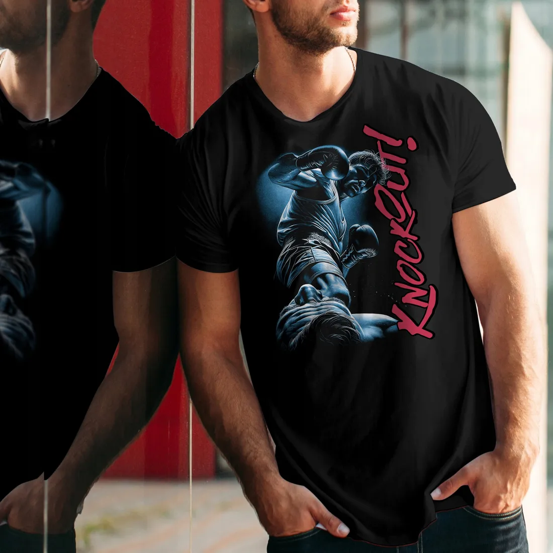 bluza-czarna-meska-nadruk-knockout-stan-nowy