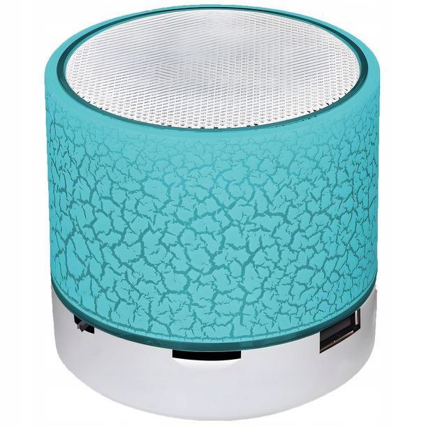 ﻿GŁOŚNIK BEZPRZEWODOWY MINI PRZENOŚNY BLUETOOTH USB SD ŚWIECĄCY BŁĘKITNY LED