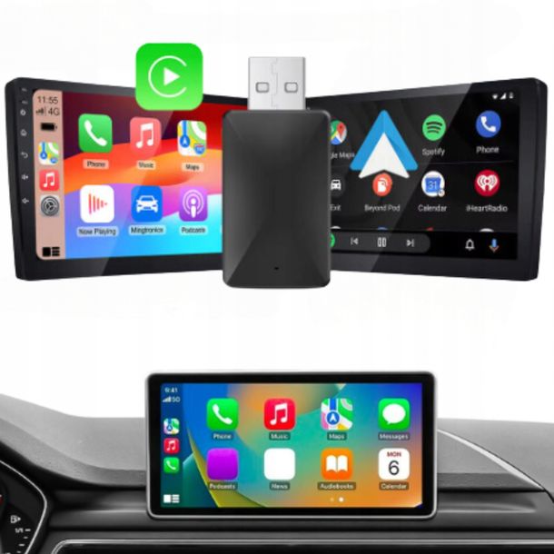 BEZPRZEWODOWY CARPLAY ADAPTER USB DO ANDROID AUTO IPHONE IOS