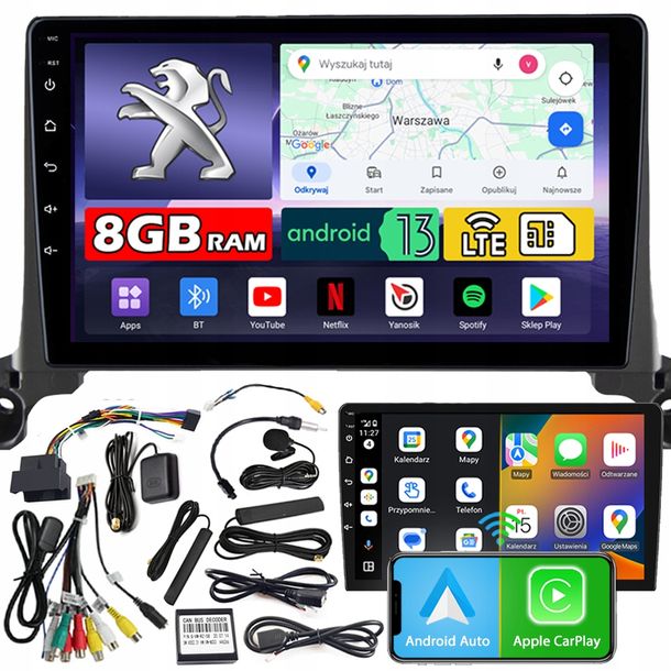 RADIO SAMOCHODOWE NCS ZQ9 PEUGEOT 3008/4008/5008 2017-2020 ANDROID LTE 8GB