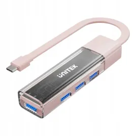 unitek-hub-dwukierunkowy-usb-c-usb-a-5gbps-4x-usb-a-rozowy