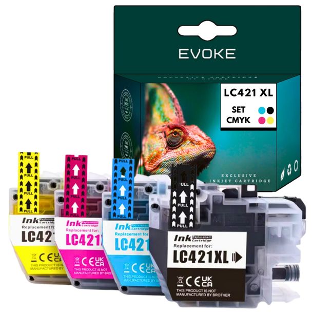 ﻿4x Tusz do drukarki Brother LC-421 XL CMYK | Zestaw czterech kolorów LC421