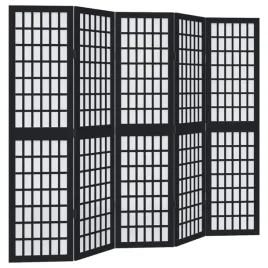 parawan-pokojowy-5-panelowy-czarny-lite-drewno-paulowni