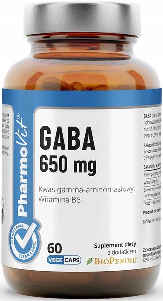 ﻿PHARMOVIT GABA 650mg 60k ZDROWY SEN RELAKS KWAS GAMMA AMINOMASŁOWY