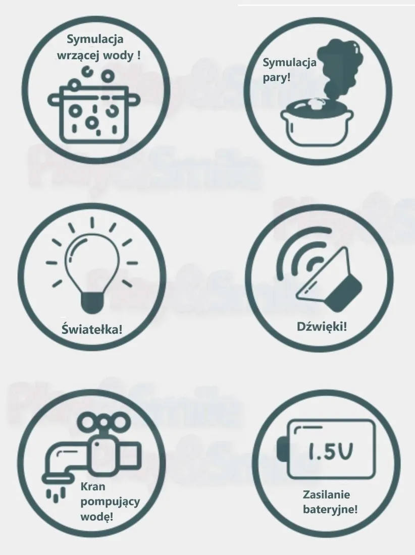 duza-kuchenka-woda-para-kuchnia-swiatla-kran-dzwieki-akcesoria-stan-nowy