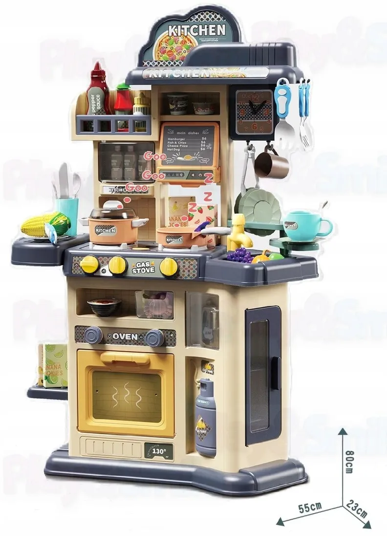 duza-kuchenka-woda-para-kuchnia-swiatla-kran-dzwieki-akcesoria-stan-nowy