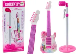 zestaw-gitara-elektryczna-statyw-z-mikrofonem-na-baterie-rozowe