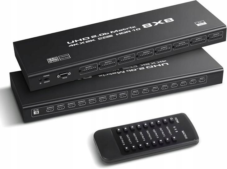 ﻿MATRIX HDMI 2.0 8x8 PRZEŁĄCZNIK SWITCH HDCP 2.2 RS232 8 WEJŚĆ - 8 WYJŚĆ