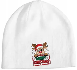 swiateczna-czapka-beanie-kolorowy-nadruk-merry-christmas-renifer-rudolf
