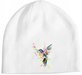 czapka-beanie-zimowa-kolorowy-nadruk-ptak-kanarek