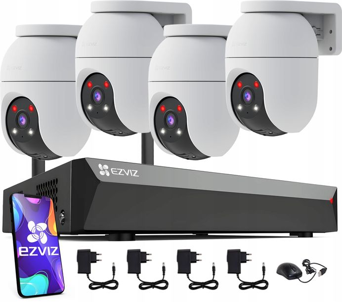 ﻿Zestaw do Monitoringu WiFi EZVIZ 4x C8c 2MP 1080p Rejestrator 8 Kanałów