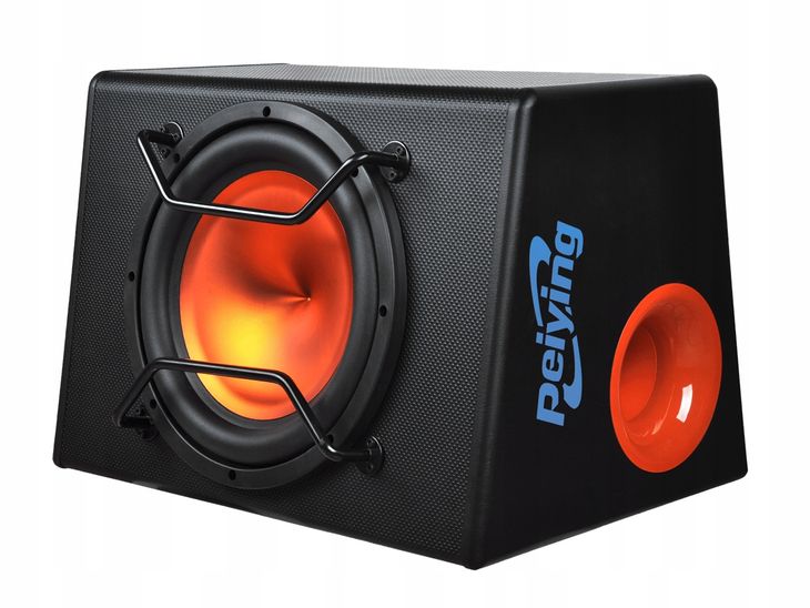 SUBWOOFER AKTYWNY SAMOCHODOWA SKRZYNIA ZE WZMACNIACZEM 500W KABLE