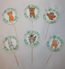 6x-pikery-toppery-ozdoby-lesne-zwierzatka-mis-lis-sarenka-zajac