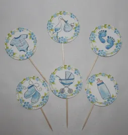 6x-pikery-toppery-niebieskie-baby-shower-chrzest-dla-chlopca-wozek-bocian