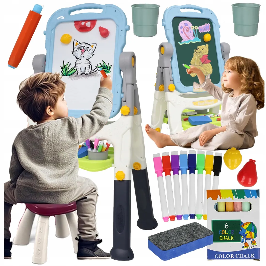 Tableau magnétique double face pour enfants, grand format, XXL