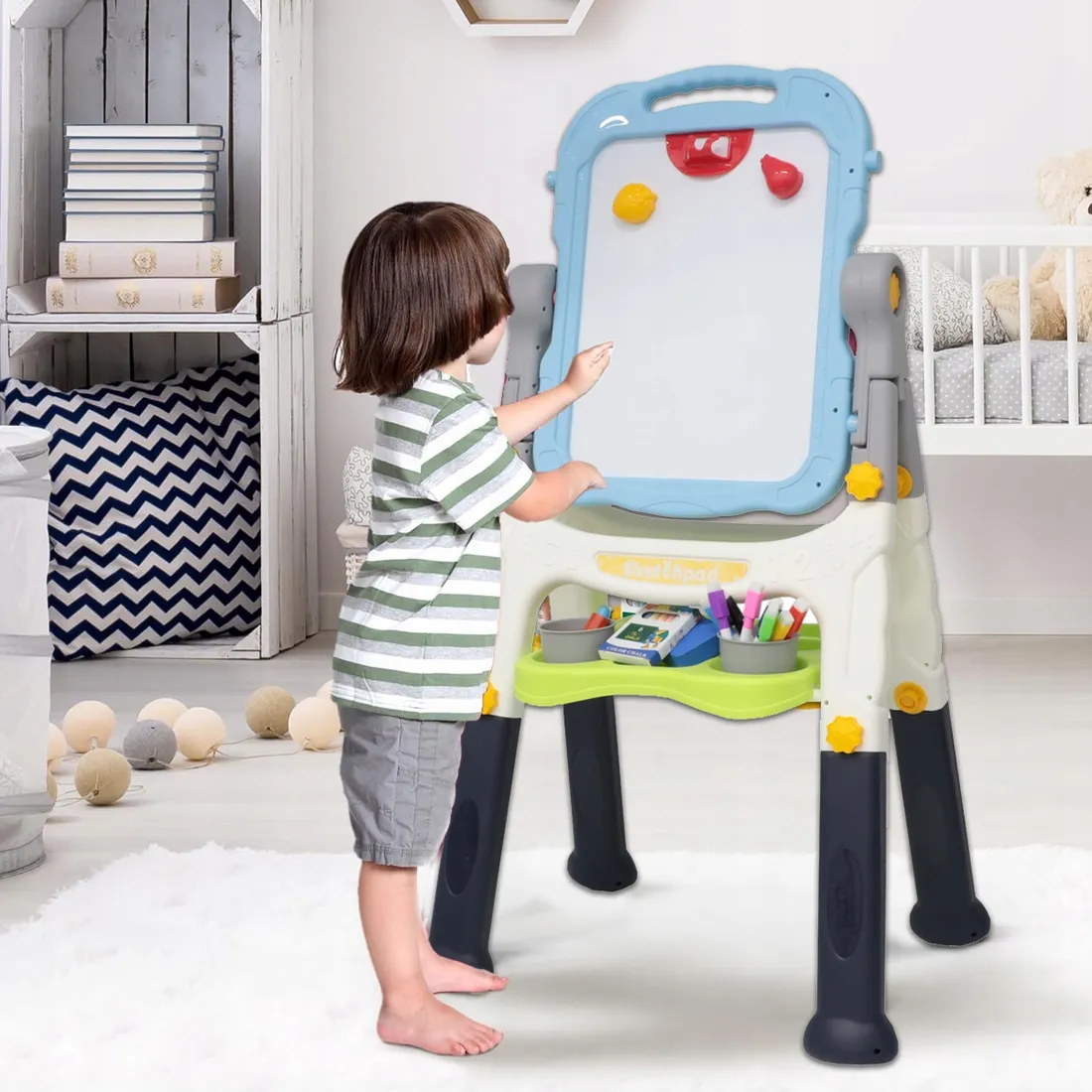 Tableau magnétique double face sur pied pour enfants, grand format (XXL), neuf