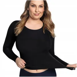 koszulka-gladka-czarna-dopasowana-rekaw-3-4-corin-kylie-51770-one-size