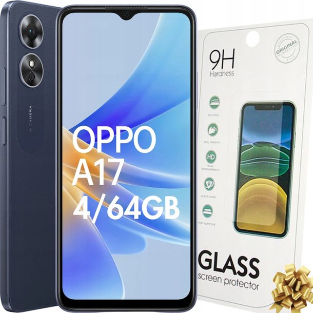 ﻿Smartfon Oppo A17 4/64GB 60Hz | CPH2477 | Czarny | SZKŁO HARTOWANE GRATIS