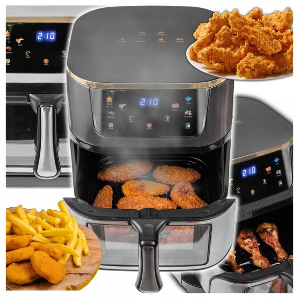 Frytkownica Beztłuszczowa Air Fryer 8L 1600W Bezolejowa 8 Programów Panel