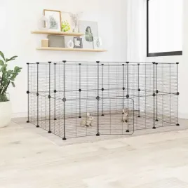 vidaxl-klatka-dla-zwierzat-z-bramka-28-paneli-czarna-35x35-cm-stal