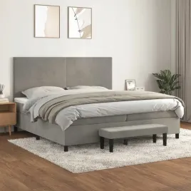 vidaxl-lozko-kontynentalne-z-materacem-jasnoszare-aksamit-200x200cm