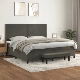vidaxl-lozko-kontynentalne-z-materacem-ciemnoszary-aksamit-200x200cm