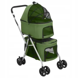 vidaxl-dwupietrowy-skladany-wozek-dla-psa-zielony-83x48x97-cm