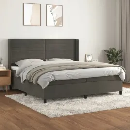 vidaxl-lozko-kontynentalne-z-materacem-ciemnoszary-aksamit-200x200cm