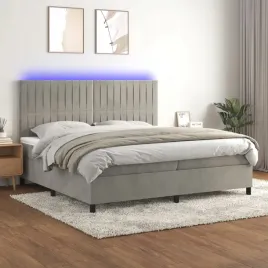 vidaxl-lozko-kontynentalne-z-materacem-i-led-szare-200x200cm-aksamit