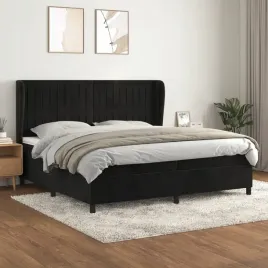 vidaxl-lozko-kontynentalne-z-materacem-czarne-aksamit-200x200-cm