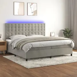 vidaxl-lozko-kontynentalne-z-materacem-i-led-szare-200x200cm-aksamit