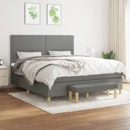 vidaxl-lozko-kontynentalne-z-materacem-ciemnoszara-tkanina-180x200-cm