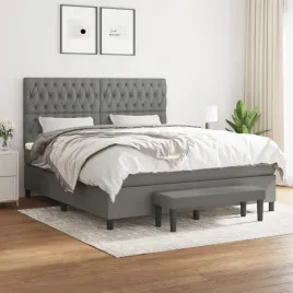 vidaxl-lozko-kontynentalne-z-materacem-ciemnoszara-tkanina-180x200-cm
